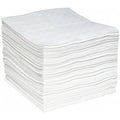 Sorbent Pad, 25 gal, 15 in x 19 in, Oil, White, 200 PK