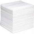 Absorbent Pad, 15 in W x 18 in L, Absorbs 35 gal. Per Pkg, Oil-Only, White, Poly Bag, 200PK