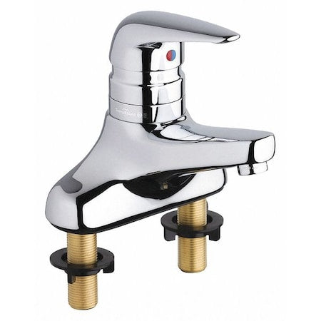Manual Low Arc Bathroom Faucet, 4" Mount, Polished Chrome 2 Hole