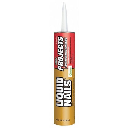 Construction Adhesive, Projects Series, White, 10 oz, Cartridge