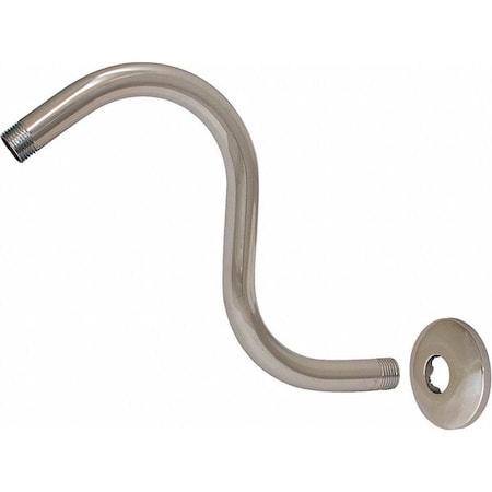 S Shape Shower Arm and Flange, 11" L