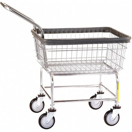 Wire Utility Cart with Handle, 2.5 Bushel, Chrome