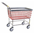 Wire Utility Cart with Handle, 4.5 Bushel, Red Basket, Chrome Base