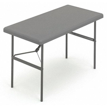 IndestrucTable Commercial Folding Table, Charcoal Top and Frame, 24 in W x 48 in L x 29 in H