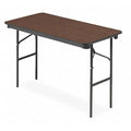 IndestrucTable Commercial Folding Table, Walnut Top, Charcoal Frame, 24 in W x 48 in L x 29 in H