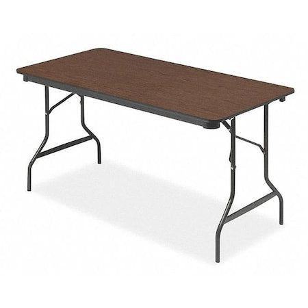 Folding Table, Walnut Wood Laminate Top, Charcoal Frame, 30 in W x 60 in L x 29 in H