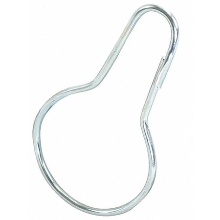 Shower Curtain Rings, Hinge Closure, 2-11/16 in W x1-3/4 in H, Steel, Nickel Plated, Silver, 24 PK