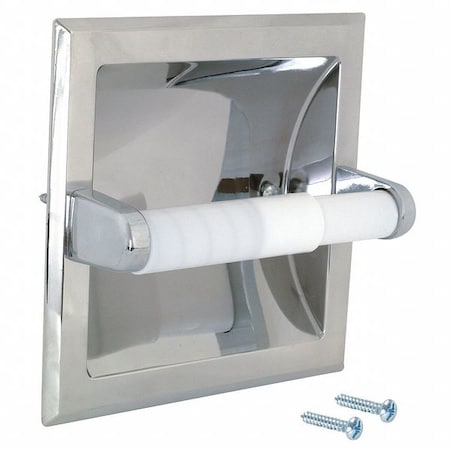 Toilet Paper Holder, Metal, White, 6-3/16"W