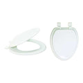 Toilet Seat With Cover, Self-Sustaining Hinge, Elongated, White