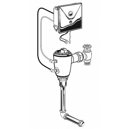 Urinal Automatic Flush Valve, 0.125 gpf gpf, Rough Brass, 3/4 in, 3/4 in Spud Coupling