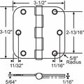 Door and Butt Hinge, Steel, Full Mortise Mounting, 3 1/2 in Leaf W x 3 1/2 in Leaf H, Satin Nickel