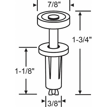 Door Top Roller, Nylon/Steel, 1-63/64"L