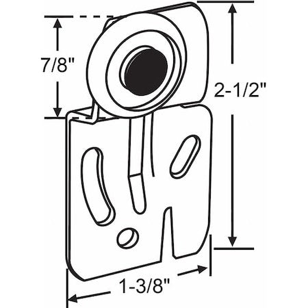 Door Rear Hanger, Nylon/Steel, 2-1/2"L