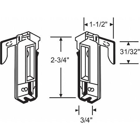 Door Floor Guide, Nylon/Steel, 2-3/4"L