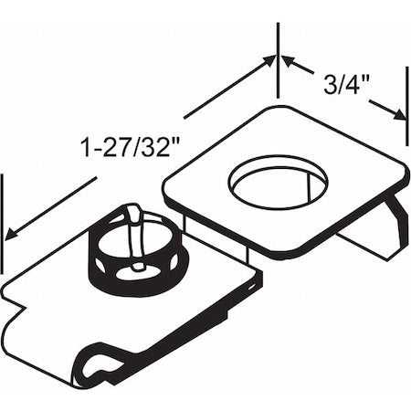 Door Pivot Bracket, Steel, 1-27/32"L