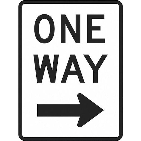 One Way Traffic Sign, 18 in H, 12 in W, Aluminum, Vertical Rectangle, English, T1-1014-DG_12x18