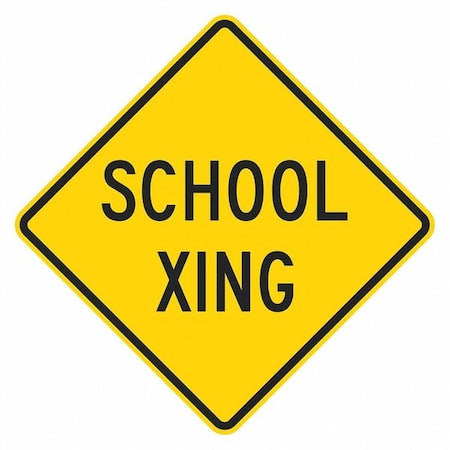 School Crossing Traffic Sign, 12 in H, 12 in W, Aluminum, Diamond, English, T1-1597-EG_12x12