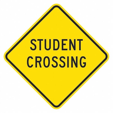 Student Crossing Traffic Sign, 12 in H, 12 in W, Aluminum, Diamond, English, T1-1614-DG_12x12