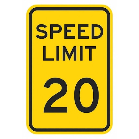 Speed Limit Warning Traffic Sign, 18 in H, 12 in W, Aluminum, Vertical Rectangle, T1-5018-EG_12x18