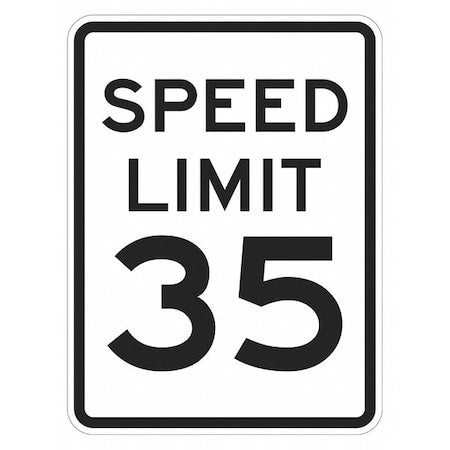 Speed Limit 35 Traffic Sign, 18 in H, 12 in W, Aluminum, Vertical Rectangle, T1-5025-DG_12x18