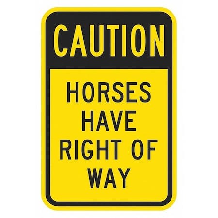 Horse Crossing Traffic Sign, 18 in H, 12 in W, Aluminum, Vertical Rectangle, T1-1353-HI_12x18