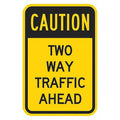 Two-Way Traffic Sign, 18 in H, 12 in W, Aluminum, Vertical Rectangle, English, T1-1372-DG_12x18