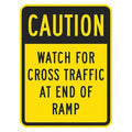 Watch For Cross Traffic Sign, 18 in H, 12 in W, Aluminum, Vertical Rectangle, T1-1377-DG_12x18