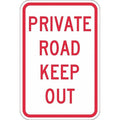 Private Drive & Road Traffic Sign, 18 in H, 12 in W, Aluminum, Vertical Rectangle, T1-1164-DG_12x18