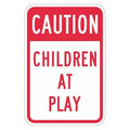 Children at Play Traffic Sign, 18 in H, 12 in W, Aluminum, Vertical Rectangle, T1-1336-EG_12x18