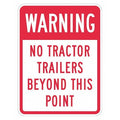 No Trucks Traffic Sign, 18 in H, 12 in W, Aluminum, Vertical Rectangle, English, T1-1434-DG_12x18