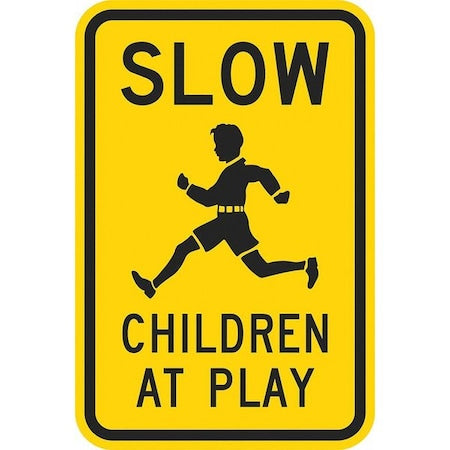 Children at Play Traffic Sign, 24 in H, 18 in W, Aluminum, Vertical Rectangle, T1-1025-EG_18x24
