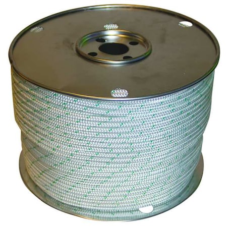 Rope, 600ft, Wht/Grn Tracer, 200lb., Polystr