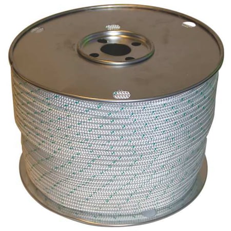 Rope, 600ft, Grn Tracer/Wht, 790lb., Polystr