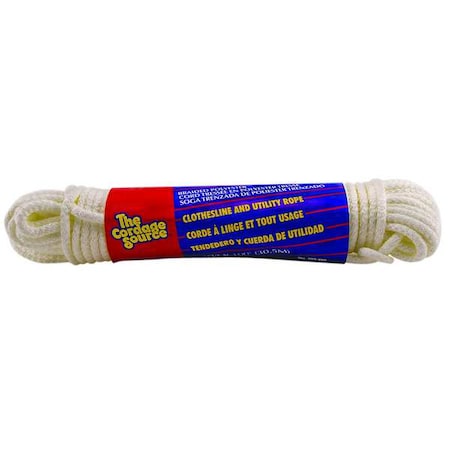 Rope, 100ft, Wht, 20lb., Polyester