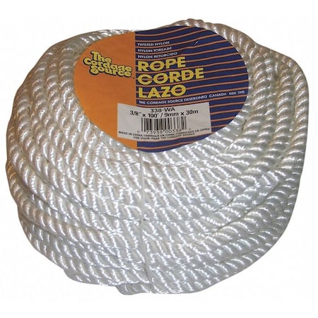 Rope, 100ft, Wht, 580lb., Nylon
