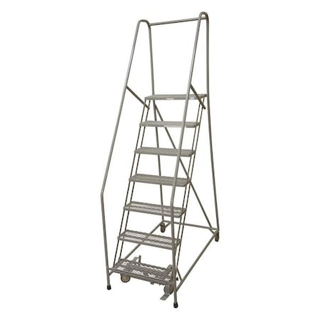 100 in H Steel Rolling Ladder, 7 Steps, 450 lb Load Capacity
