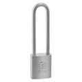 Padlock, Coreless, Long Shackle, Rectangular Zinc Alloy Body, Stainless Steel Shackle, 7/8 in W