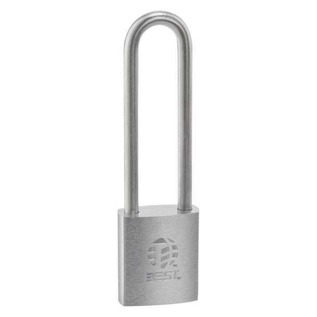 Padlock, Coreless, Long Shackle, Rectangular Zinc Alloy Body, Stainless Steel Shackle, 7/8 in W