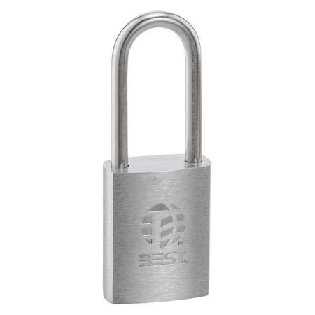 Keyed Padlock, Coreless, Long Shackle, Rectangular Brass Body, Stainless Steel Shackle, 7/8 in W