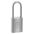 Padlock, Coreless, Long Shackle, Rectangular Zinc Alloy Body, Stainless Steel Shackle, 7/8 in W
