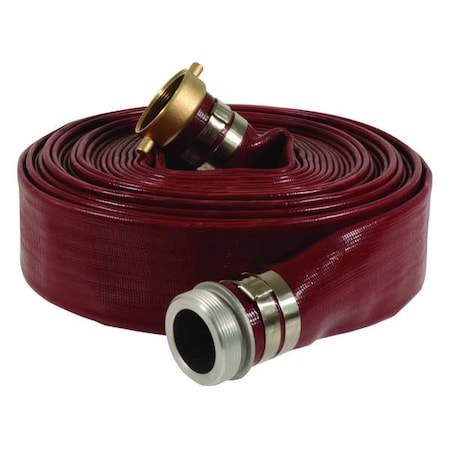 3" ID x 50 ft PVC Water Discharge Hose 125 PSI RD, Hose Fitting A Type: FNPSM