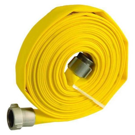 Wildland Fire Hose, Single Jacket, 50 ft Length, 1 1/2 in Hose Inside Dia., Polyester Hose Tube