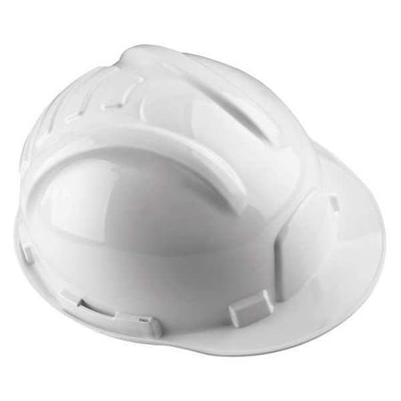 Hard Hat, Gladiator II, Polyethylene, 6 Point Ratchet, Type 1, Class E, White