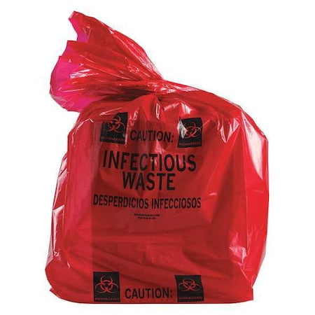 35 gal - 55 gal Trash Bags, 30 in x 36 in, Contractor, 3 mil, Red