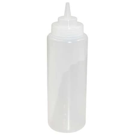 Squeeze Bottle, Plastic, Clear, 32 oz., PK12