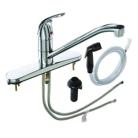 Low Arc Kitchen Faucet, Manual, 8" Mount, 4 Hole Commercial