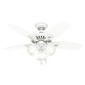 Decorative Ceiling Fan, 42 in Blade Dia, 5 Blades, 3 Speeds, 120V AC, White
