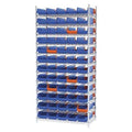 Steel Wire Bin Shelving, 36 in W x 74 in H x 18 in D, 12 Shelves, Silver/Blue/Orange
