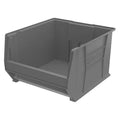 Storage Bin, Plastic, Gray, 12 in H, 18 3/8 in W, 20 in L