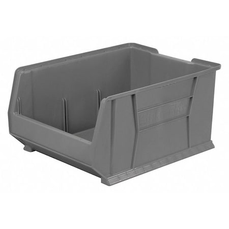 Storage Bin, Plastic, Gray, 12 in H, 18 1/4 in W, 23 7/8 in L
